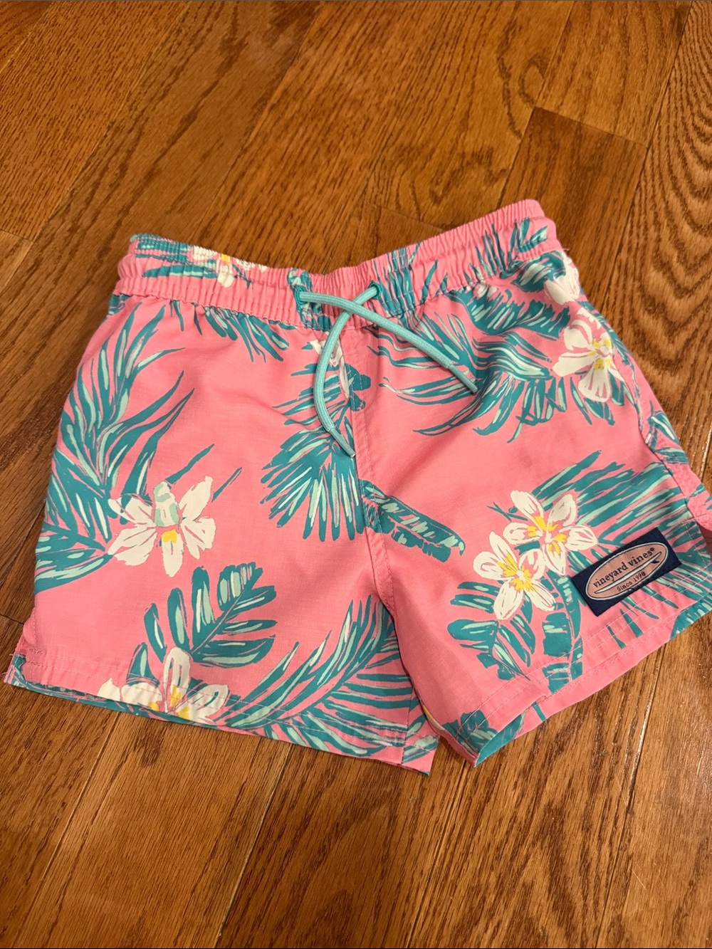 Vineyard Vines Pink Tropical Floral Swim Shorts